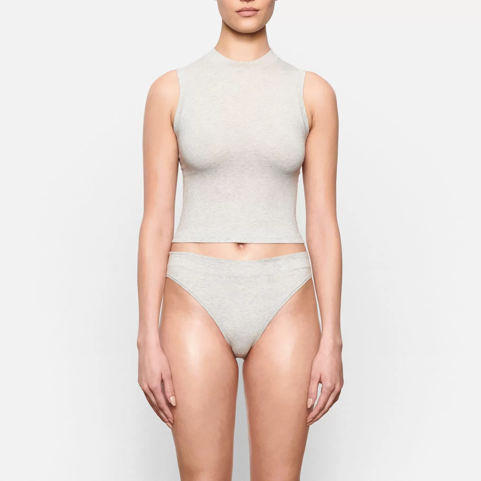 Skims cotton collection*COTTON JERSEY CHEEKY TANGA | LIGHT HEATHER GREY LIGHT+HEATHER+GREY