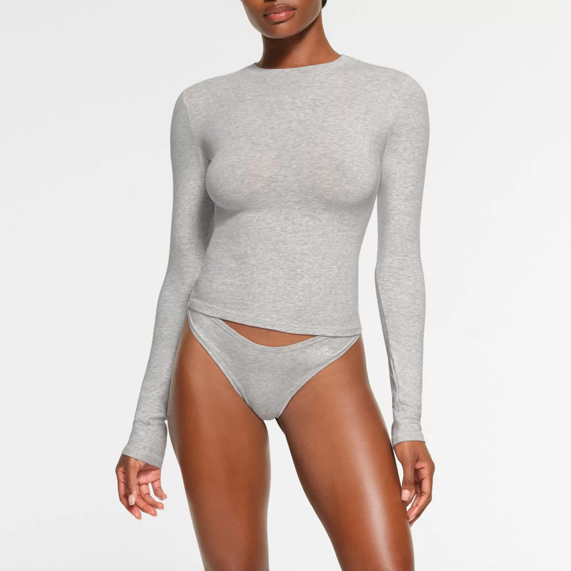 Skims kim's picks*COTTON JERSEY LONG SLEEVE T-SHIRT | LIGHT HEATHER GREY LIGHT+HEATHER+GREY