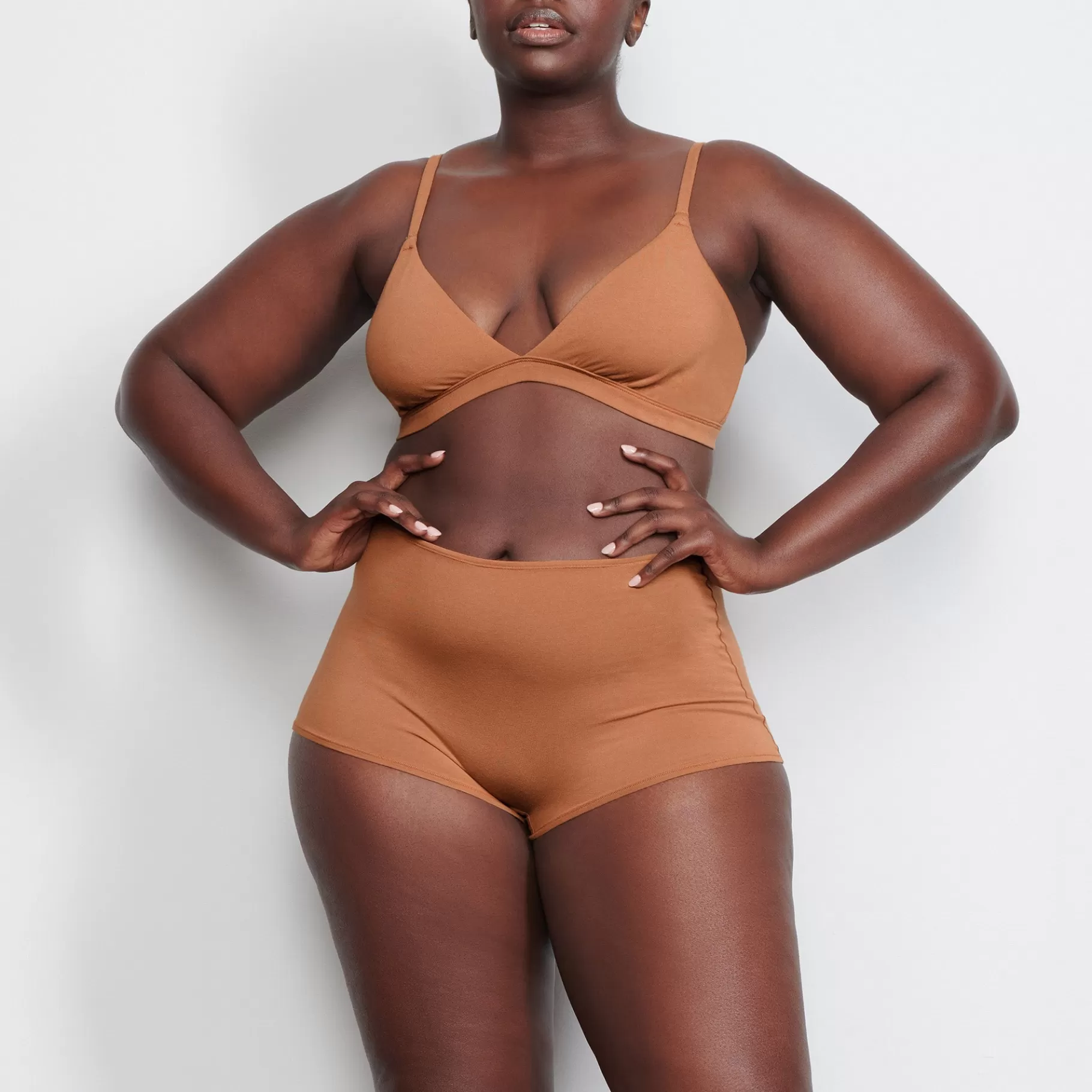 Skims plunge*COTTON JERSEY TRIANGLE BRALETTE | CAMEL