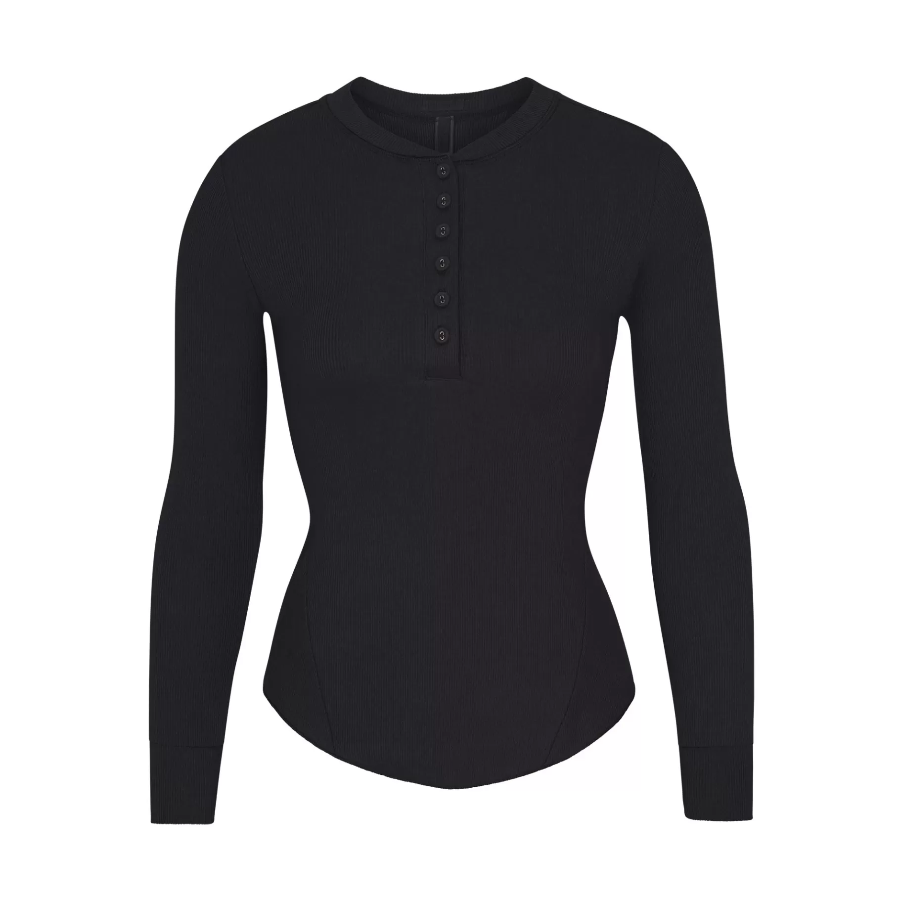 Skims cotton collection*COTTON RIB LONG SLEEVE HENLEY | SOOT