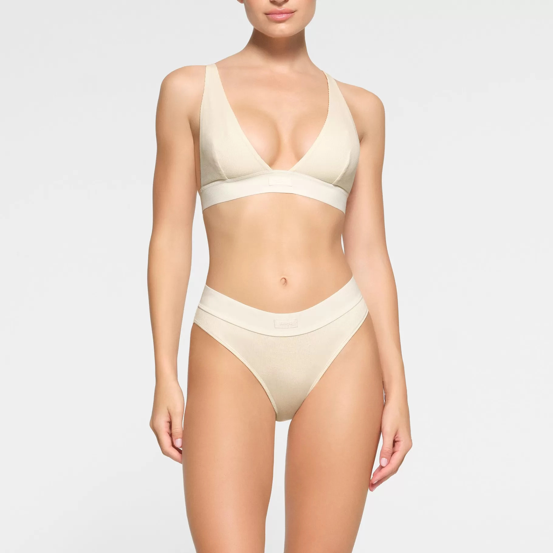 Skims plunge*COTTON RIB PLUNGE BRALETTE | BONE