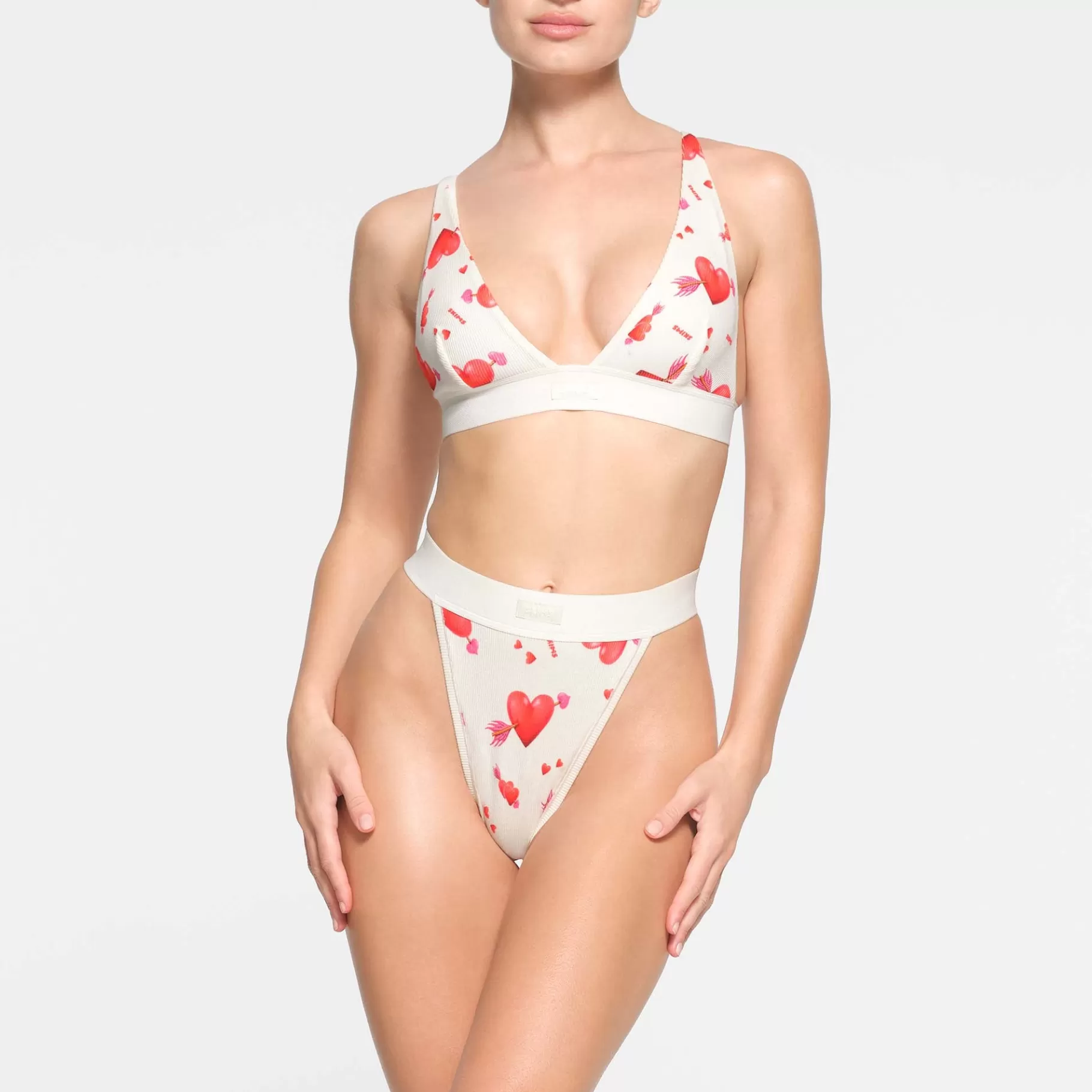 Skims cotton collection*COTTON RIB PLUNGE BRALETTE | MARBLE HEART AND ARROW MARBLE+HEART+AND+ARROW