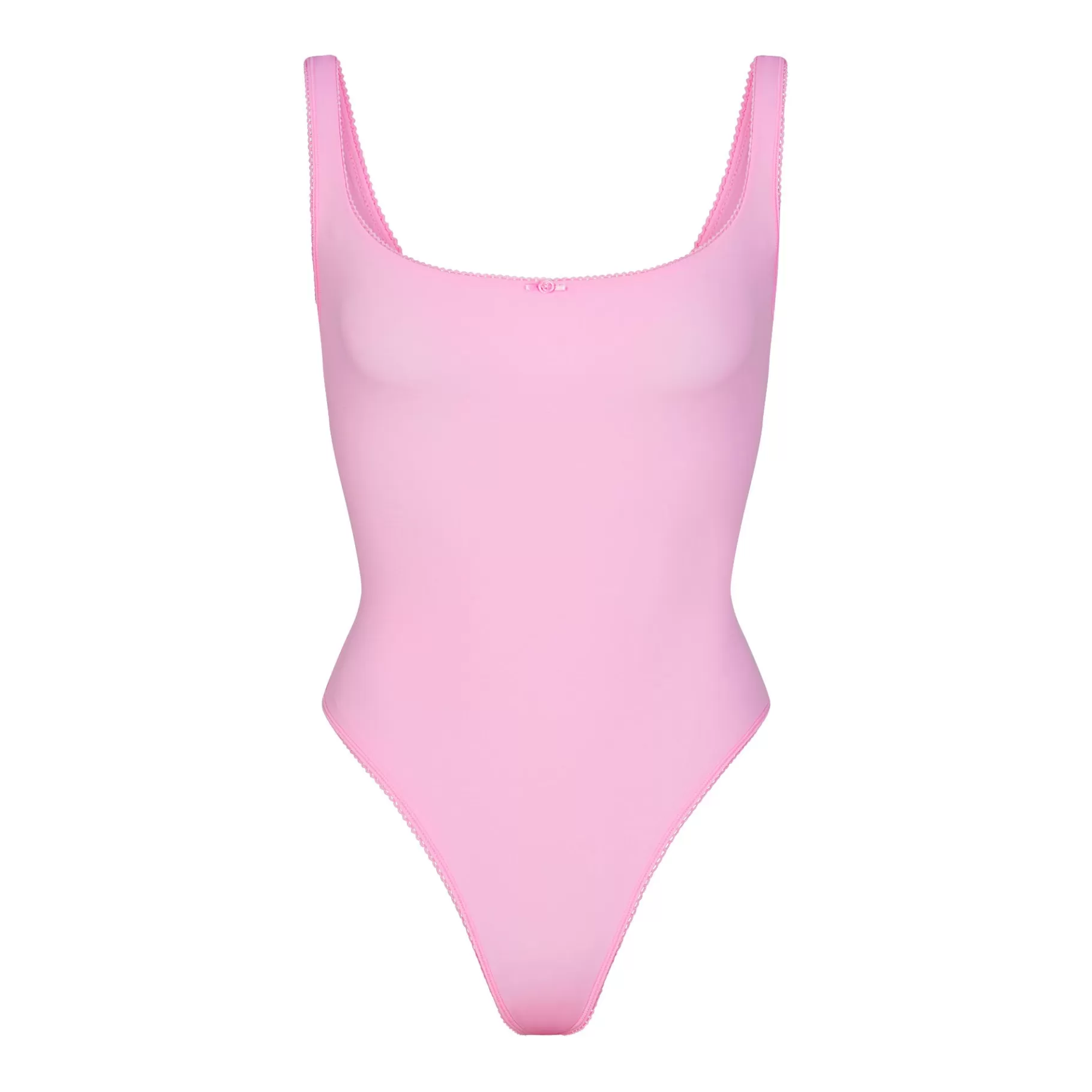 Skims bodysuits*FITS EVERYBODY PICOT TRIM SQUARE NECK BODYSUIT | BUBBLE GUM BUBBLE+GUM