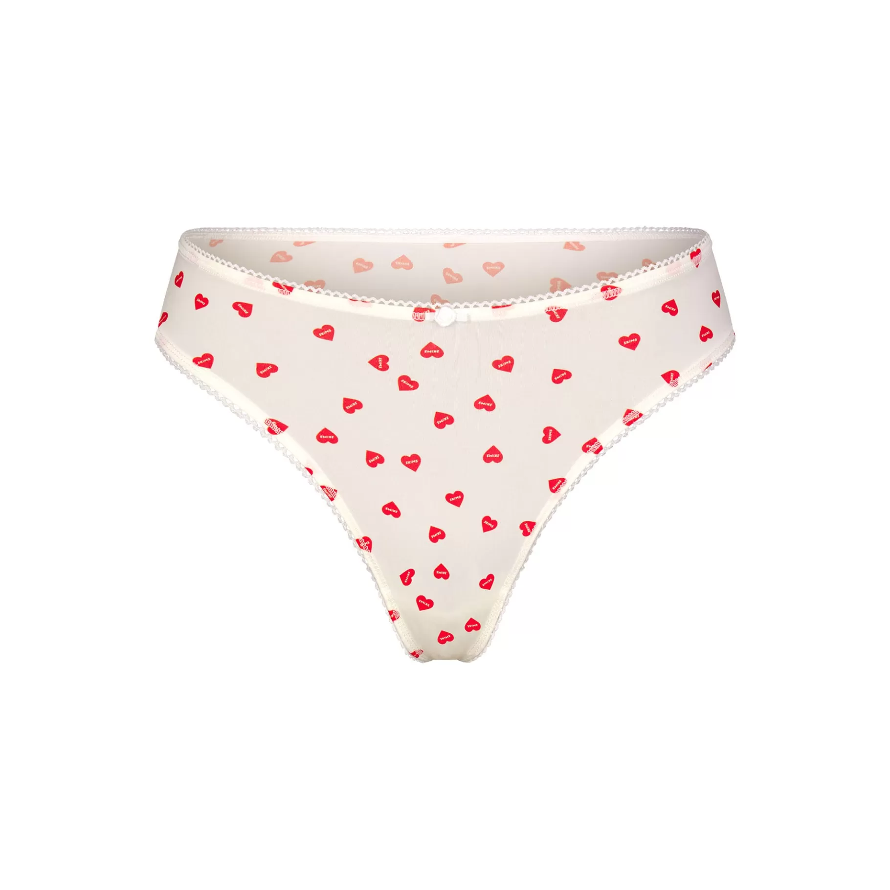 Skims fits everybody*FITS EVERYBODY PICOT TRIM THONG | RUBY HEART PRINT RUBY+HEART+PRINT