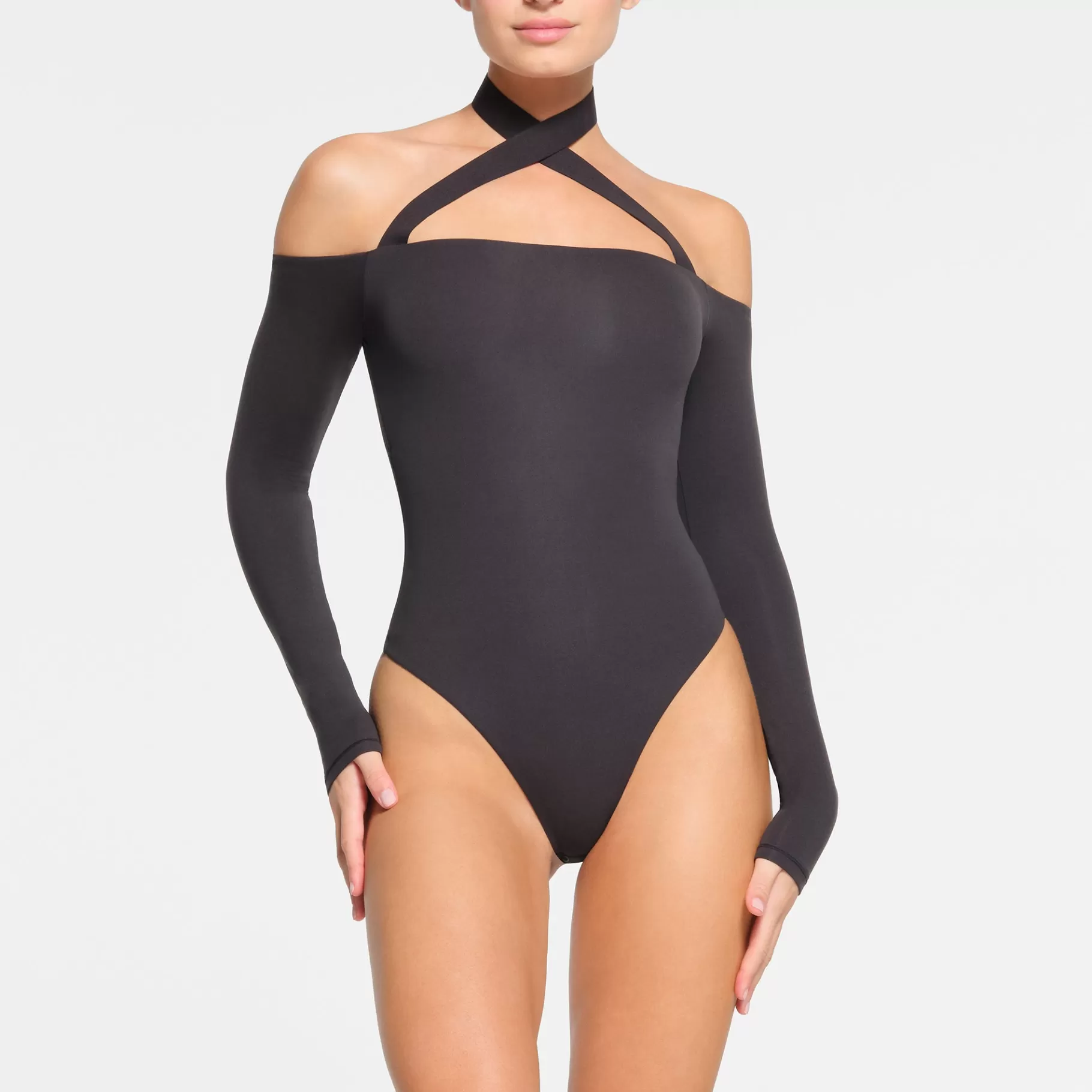 Skims fits everybody*FITS EVERYBODY WRAP LONG SLEEVE BODYSUIT | ONYX