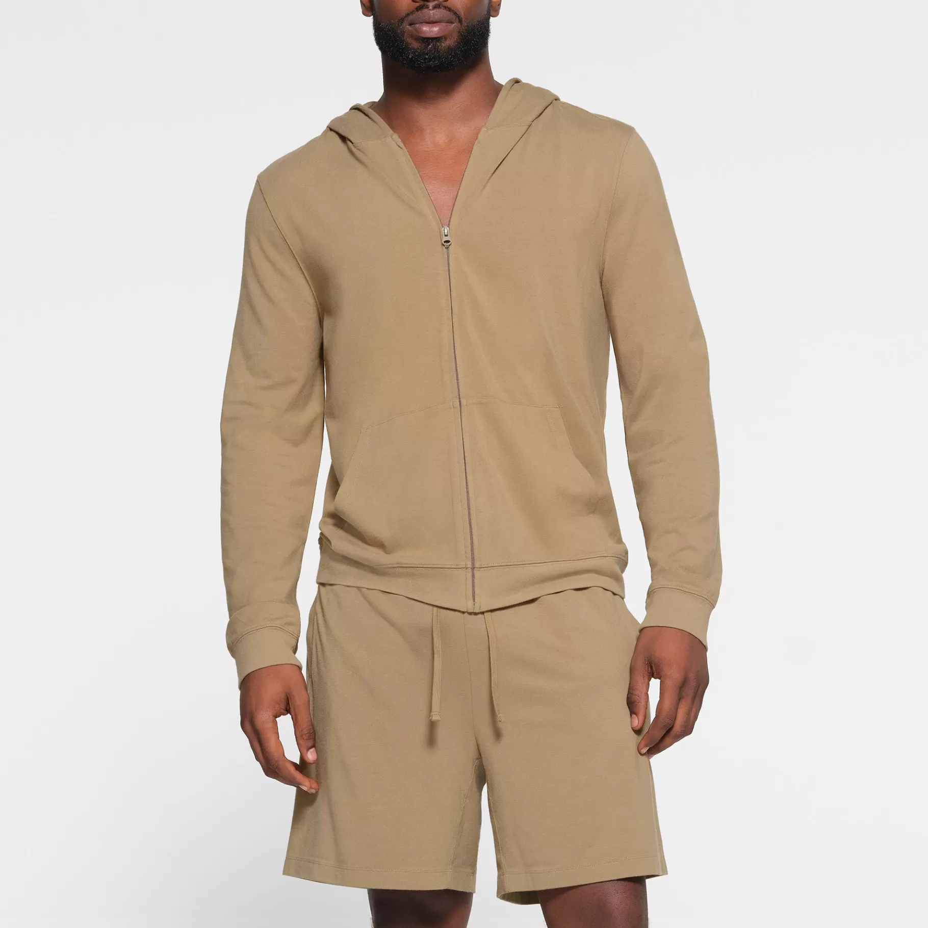 Skims loungewear*JERSEY LOUNGE MENS ZIP UP HOODIE | KHAKI