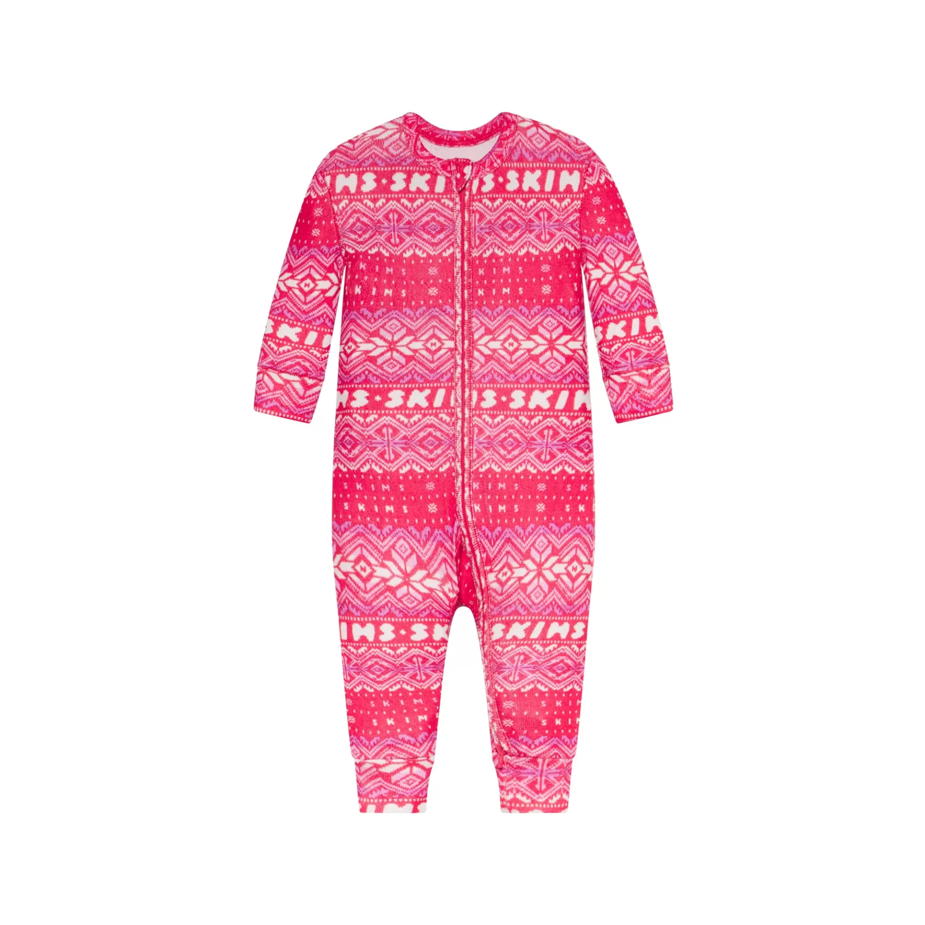 Skims kids*LOGO PLUSH POINTELLE BABY ONESIE | RED FAIR ISLE RED+FAIR+ISLE