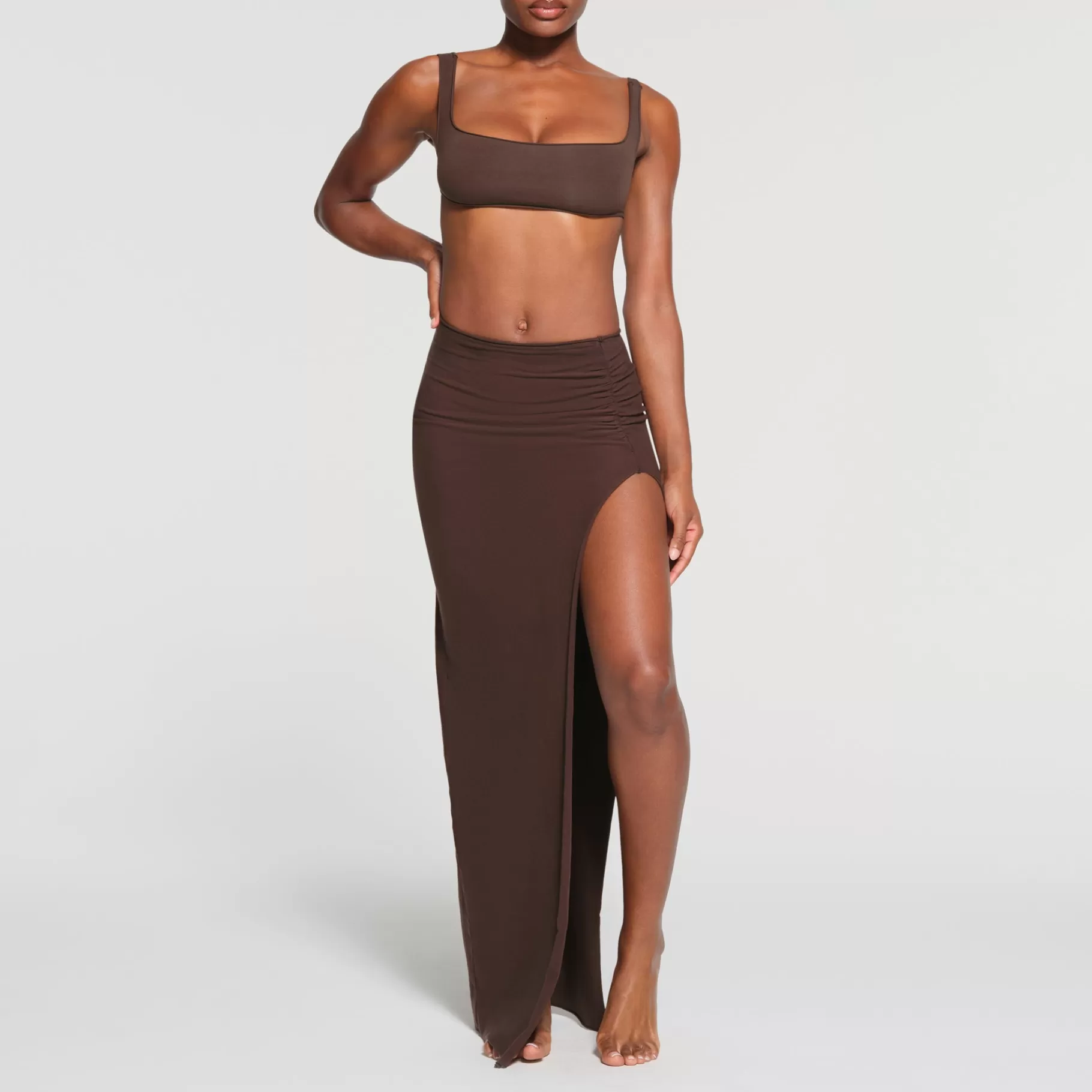 Skims skirts*RAW EDGE SLIT LONG SKIRT | ESPRESSO