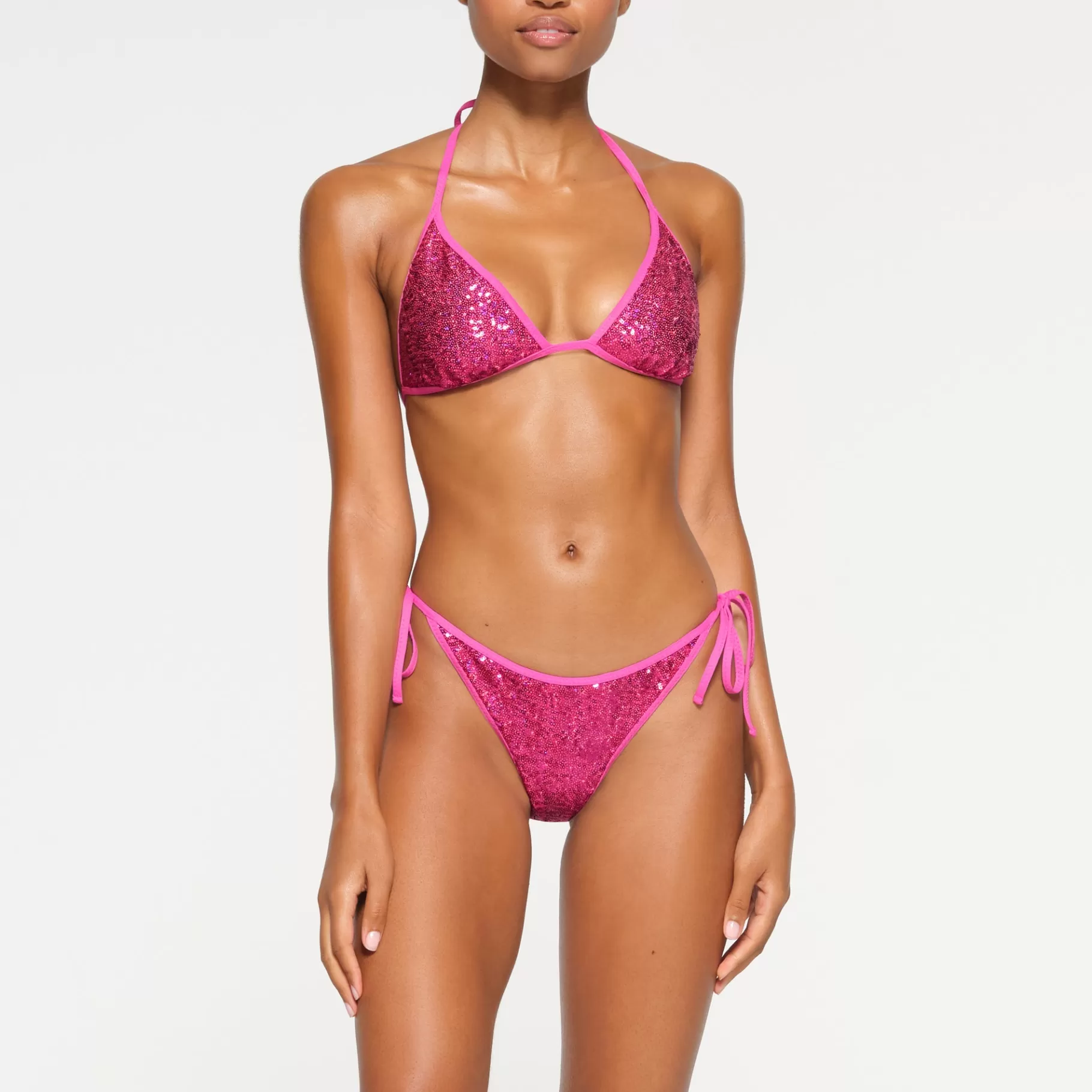 Skims swim*SEQUIN TRIANGLE BIKINI TOP | FLAMINGO