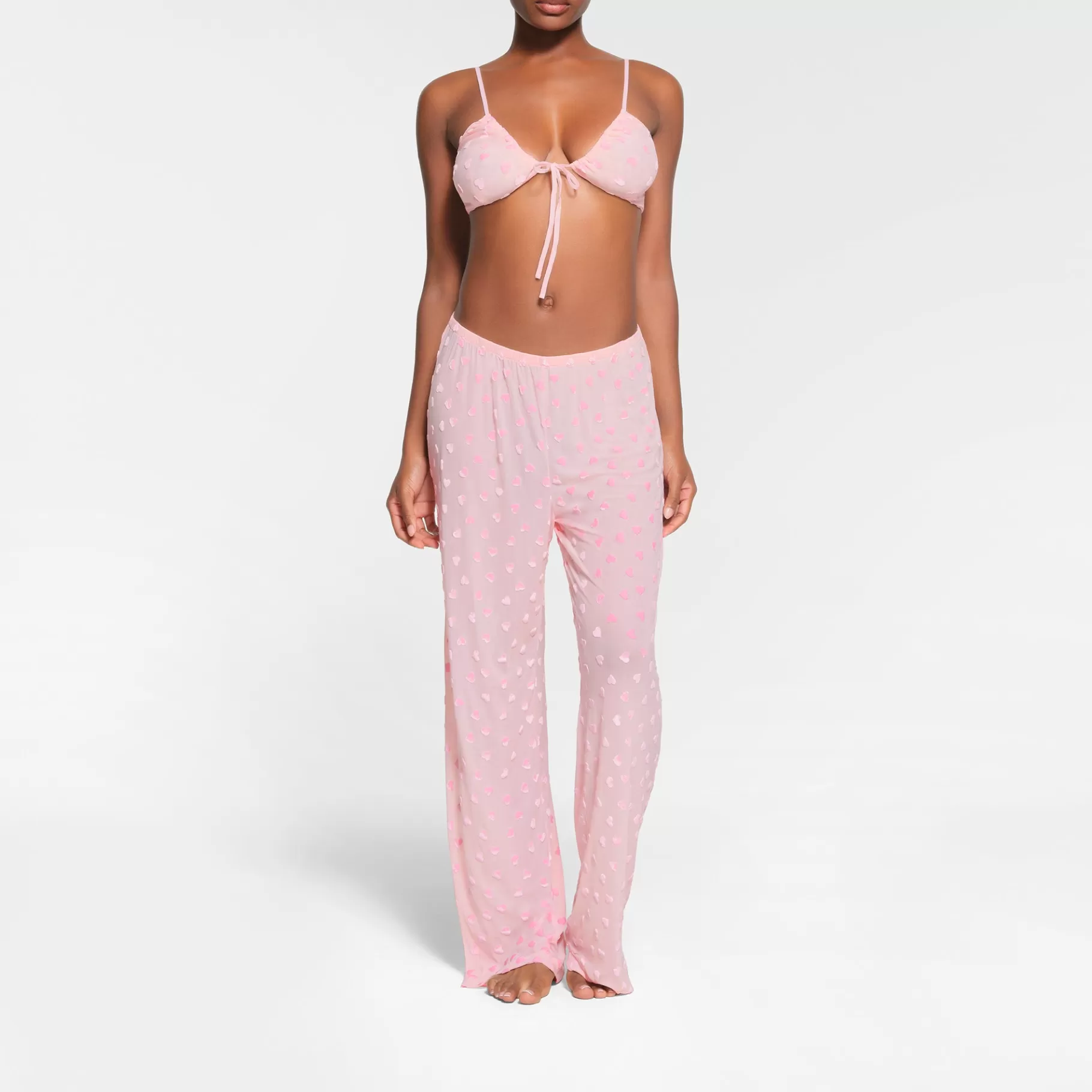 Skims pajamas*SHEER VELVET TIE FRONT BRALETTE | BABY PINK BABY+PINK