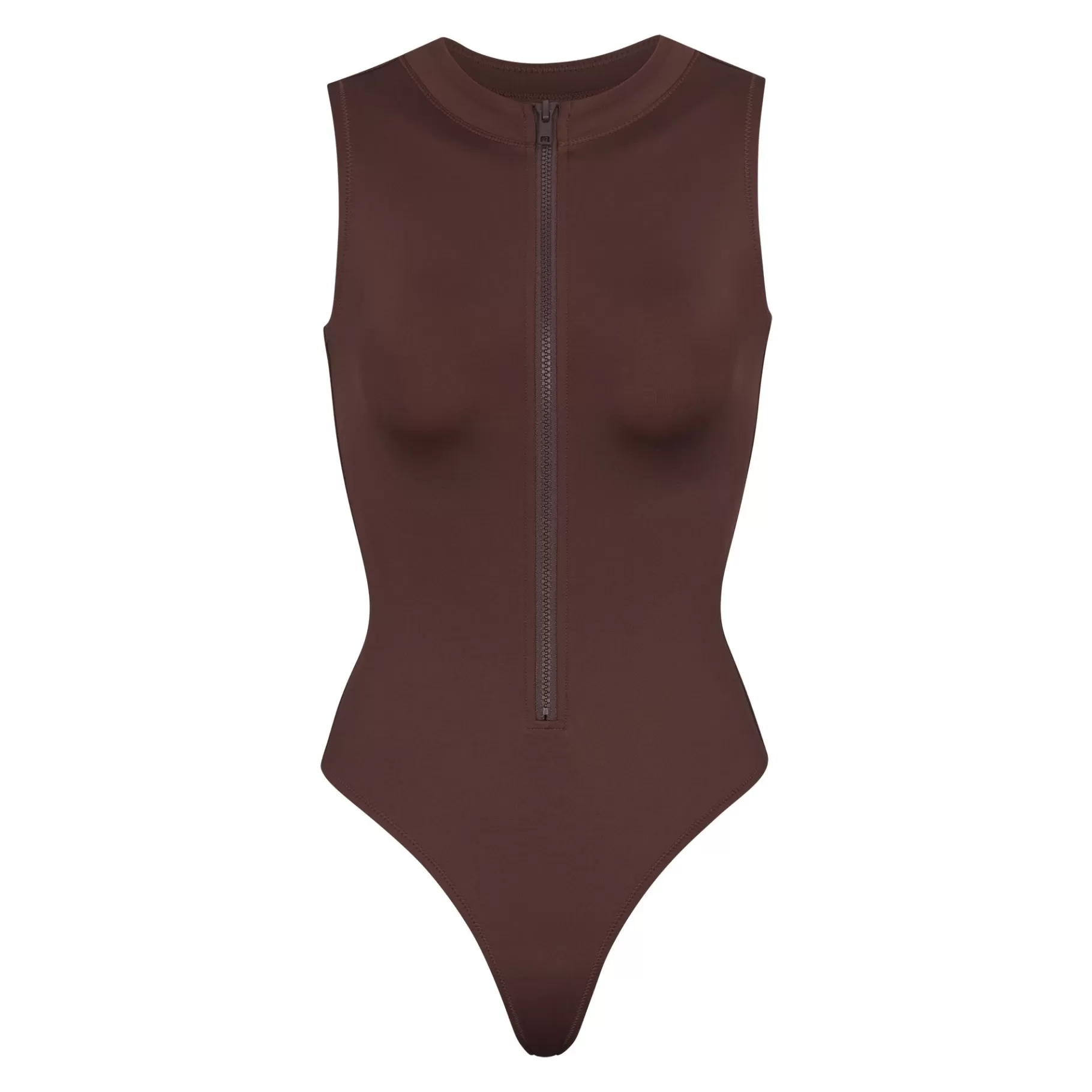 Skims swim*SIGNATURE SWIM ZIP FRONT SLEEVELESS ONE PIECE | COCOA