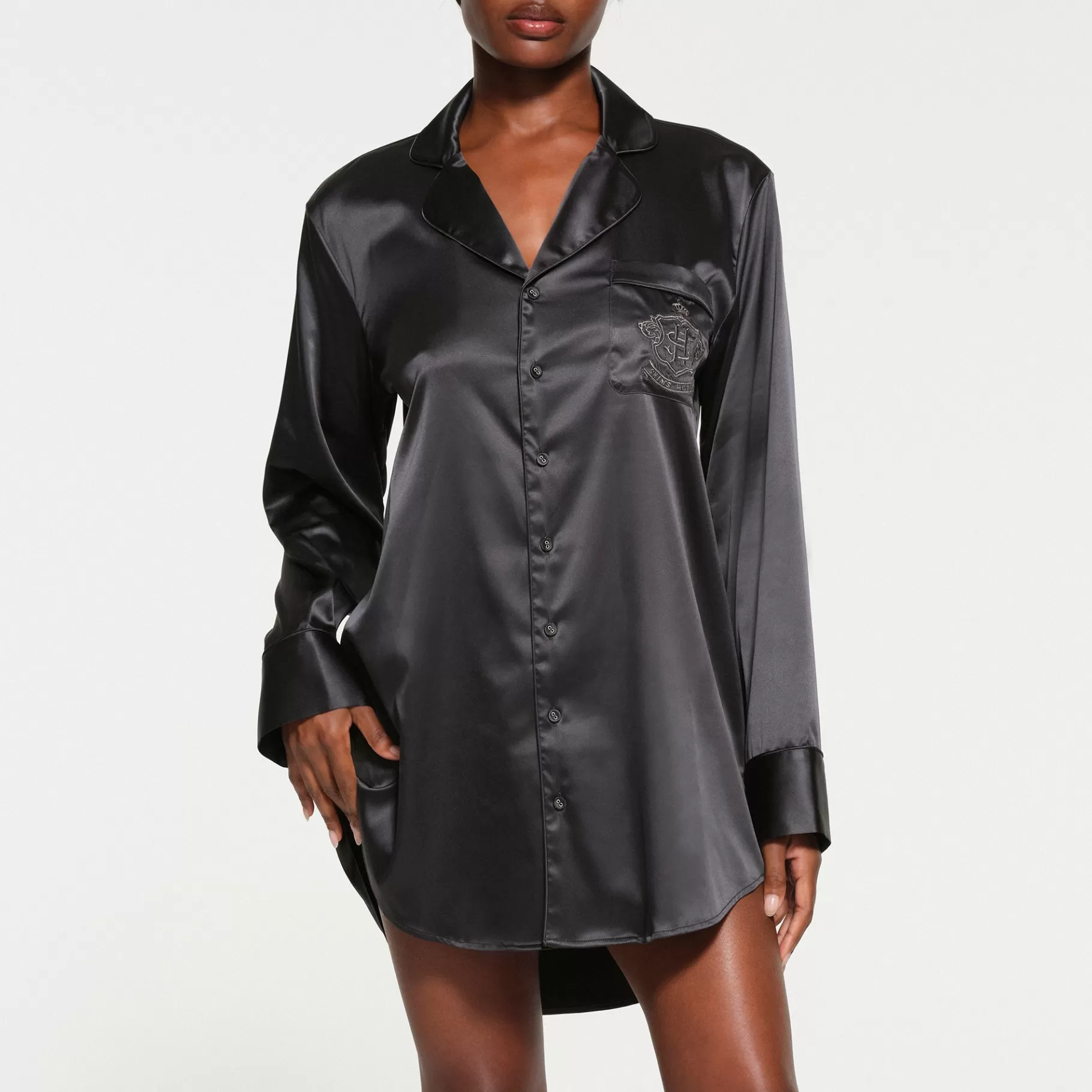 Skims pajamas* HOTEL SHINE BUTTON UP SLEEP DRESS | ASH