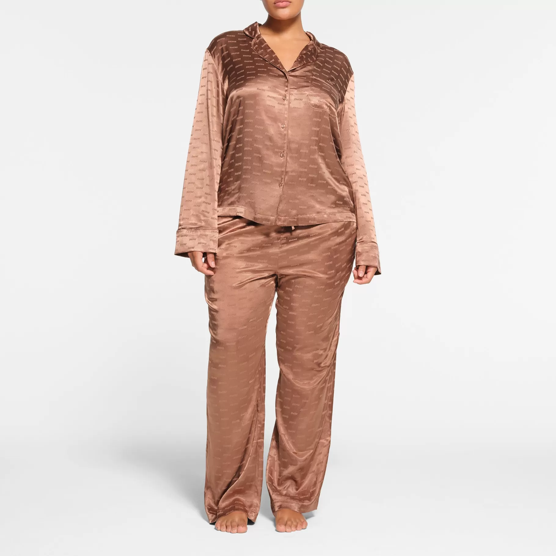 Skims pajamas* JACQUARD LONG SLEEVE BUTTON UP SLEEP SET | JASPER