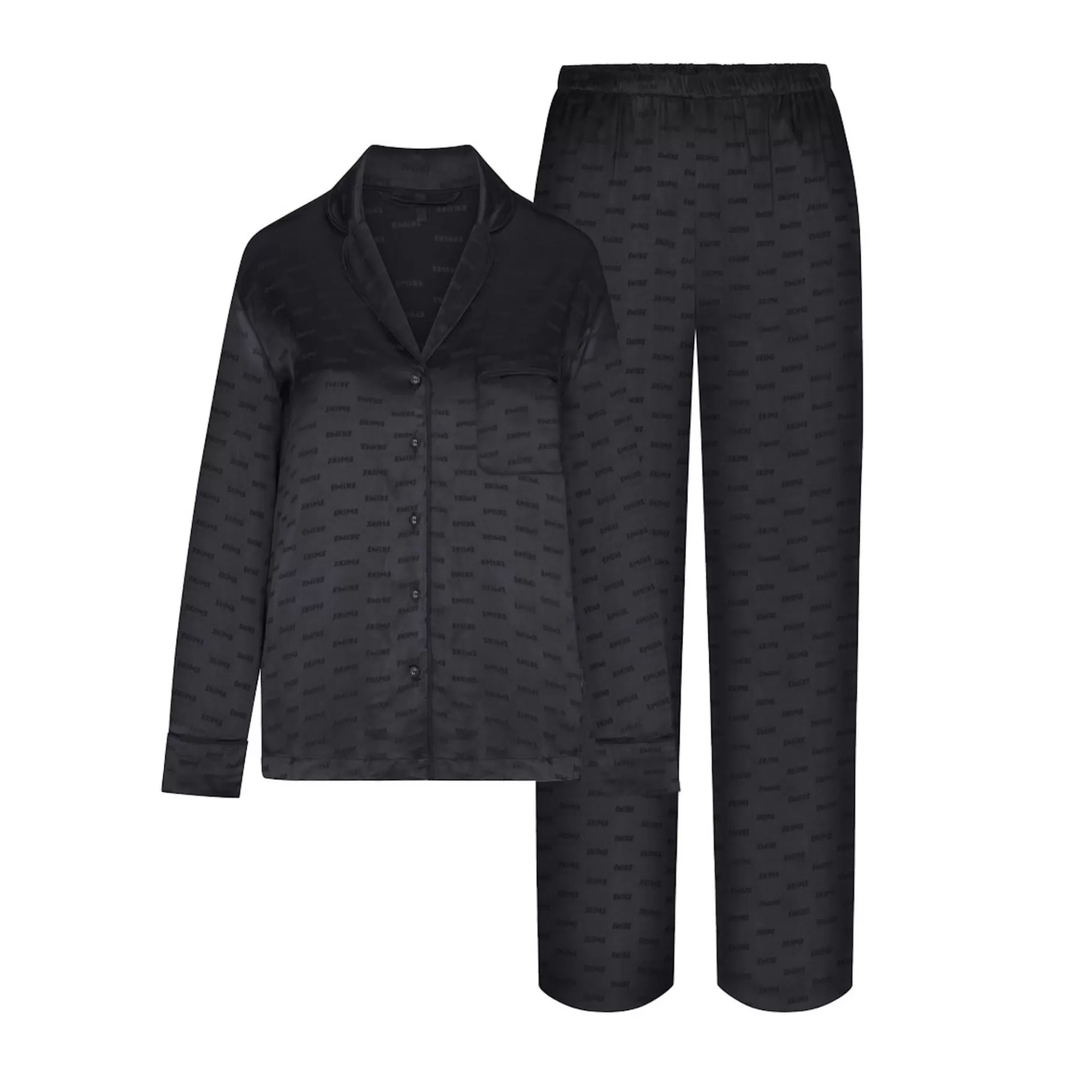 Skims pajamas* JACQUARD LONG SLEEVE BUTTON UP SLEEP SET | ONYX