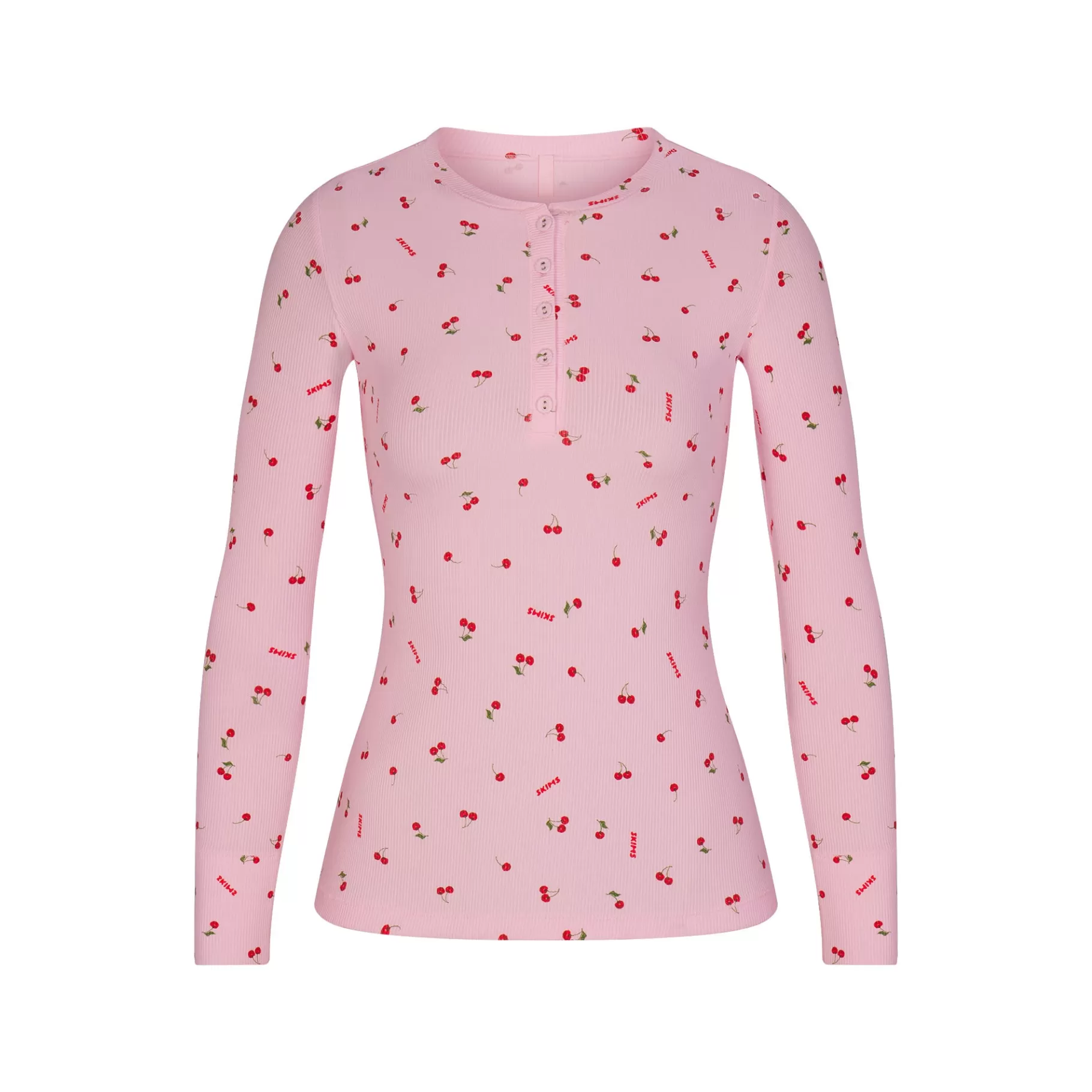 Skims soft lounge*SOFT LOUNGE LONG SLEEVE HENLEY | CHERRY BLOSSOM PRINT CHERRY+BLOSSOM+PRINT