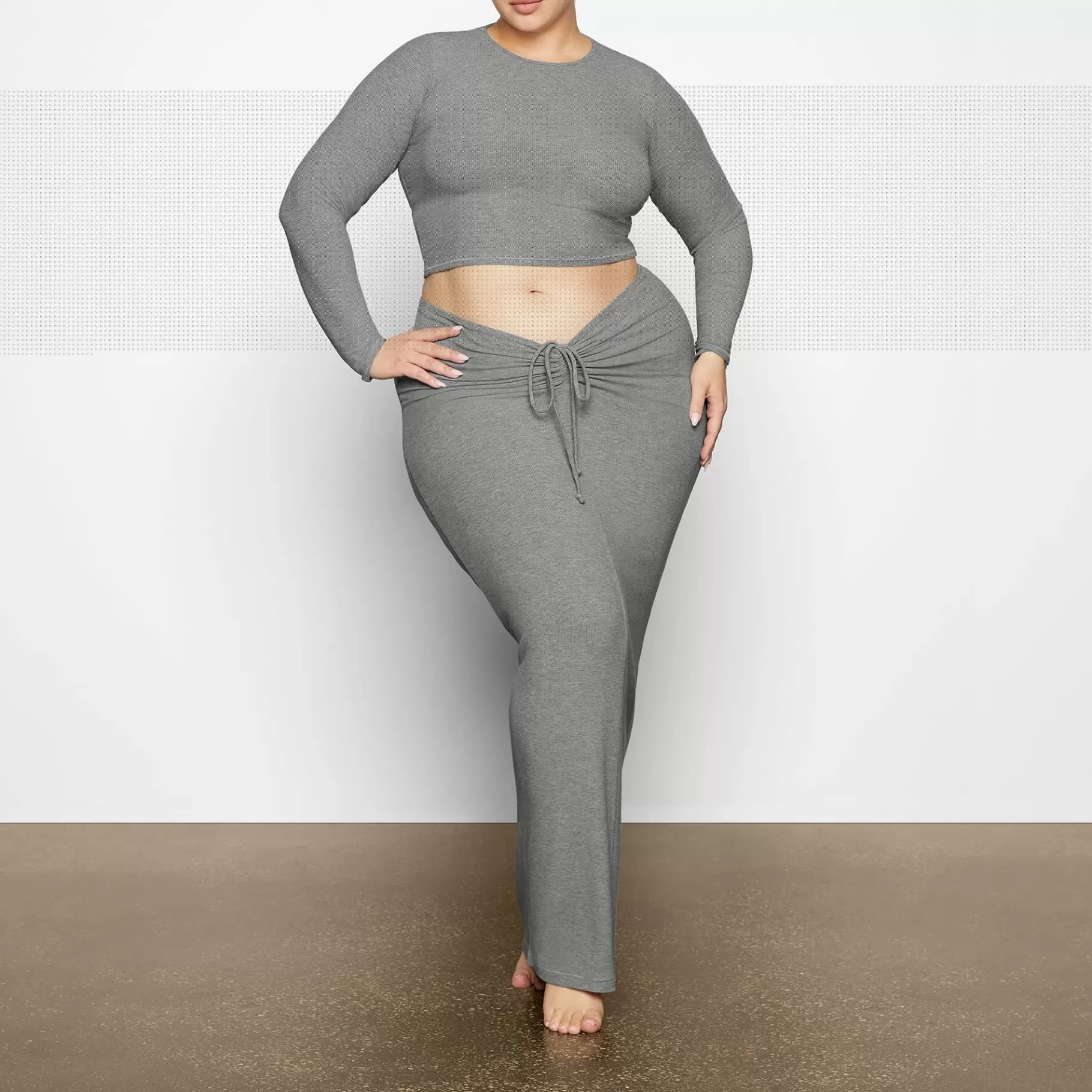 Skims soft lounge*SOFT LOUNGE RUCHED LONG SKIRT | HEATHER GREY HEATHER+GREY