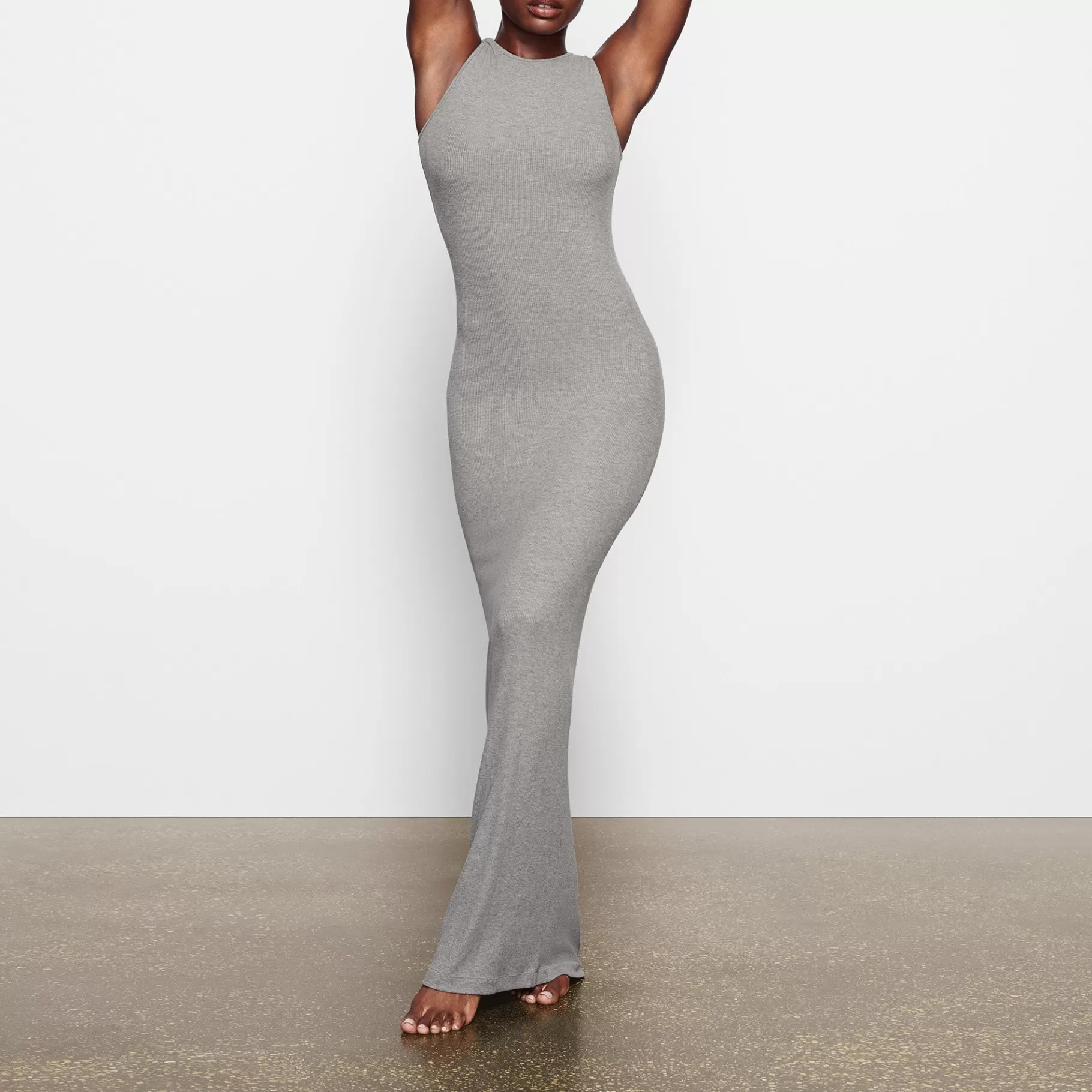 Skims soft lounge*SOFT LOUNGE SLEEVELESS LONG DRESS | HEATHER GREY HEATHER+GREY