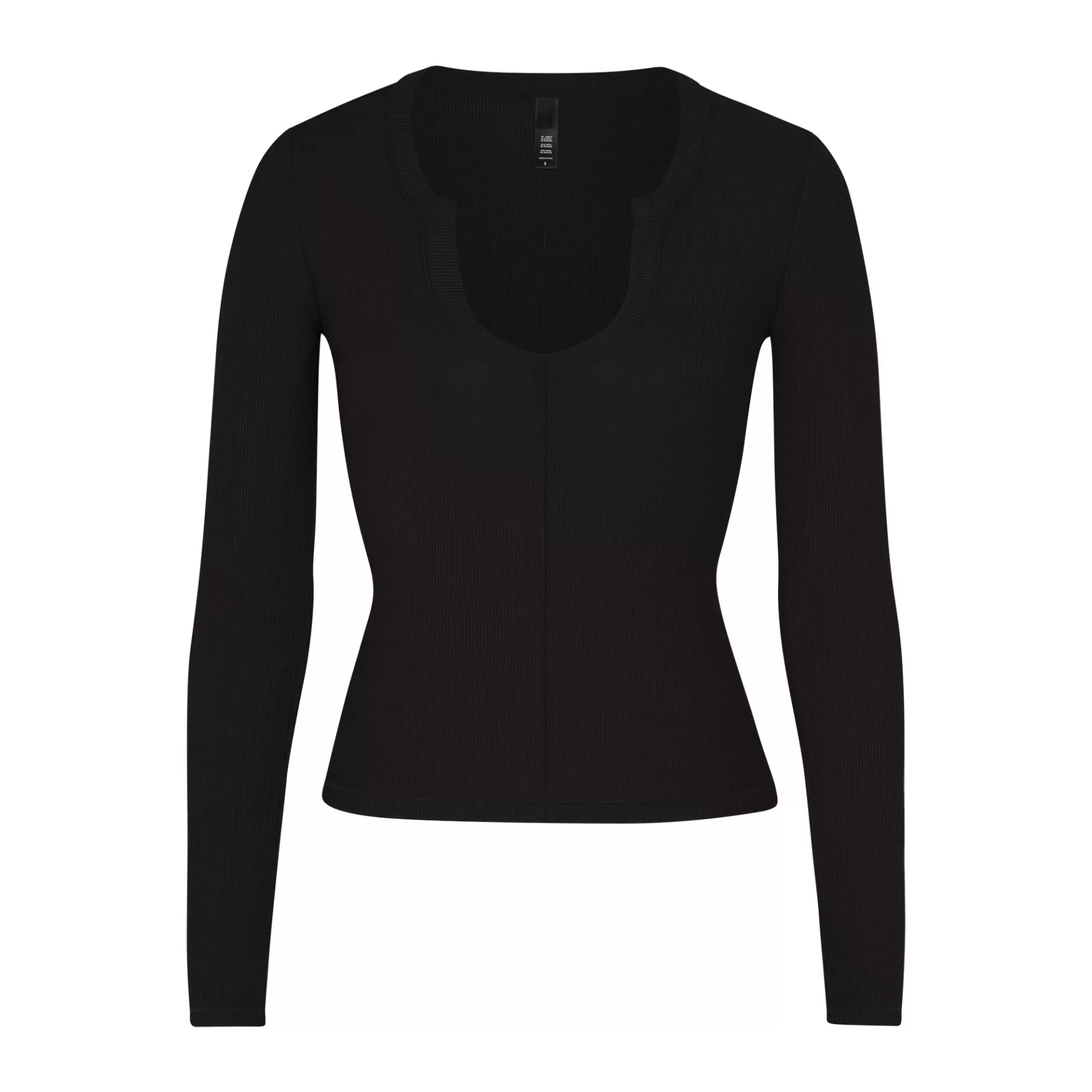 Skims soft lounge*SOFT LOUNGE SPLIT NECK LONG SLEEVE | ONYX