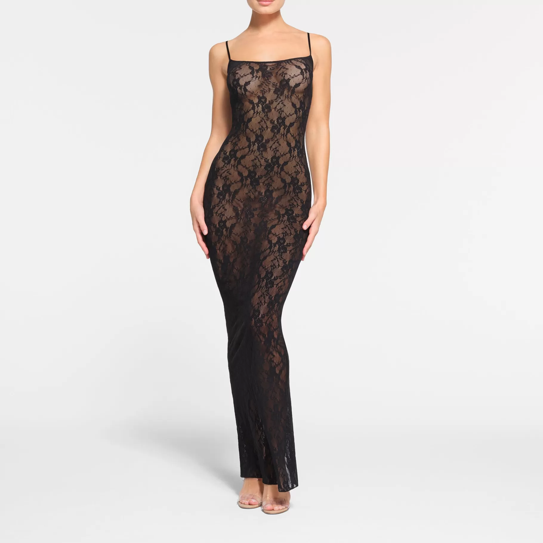 Skims dresses*STRETCH LACE CAMI LONG DRESS | ONYX