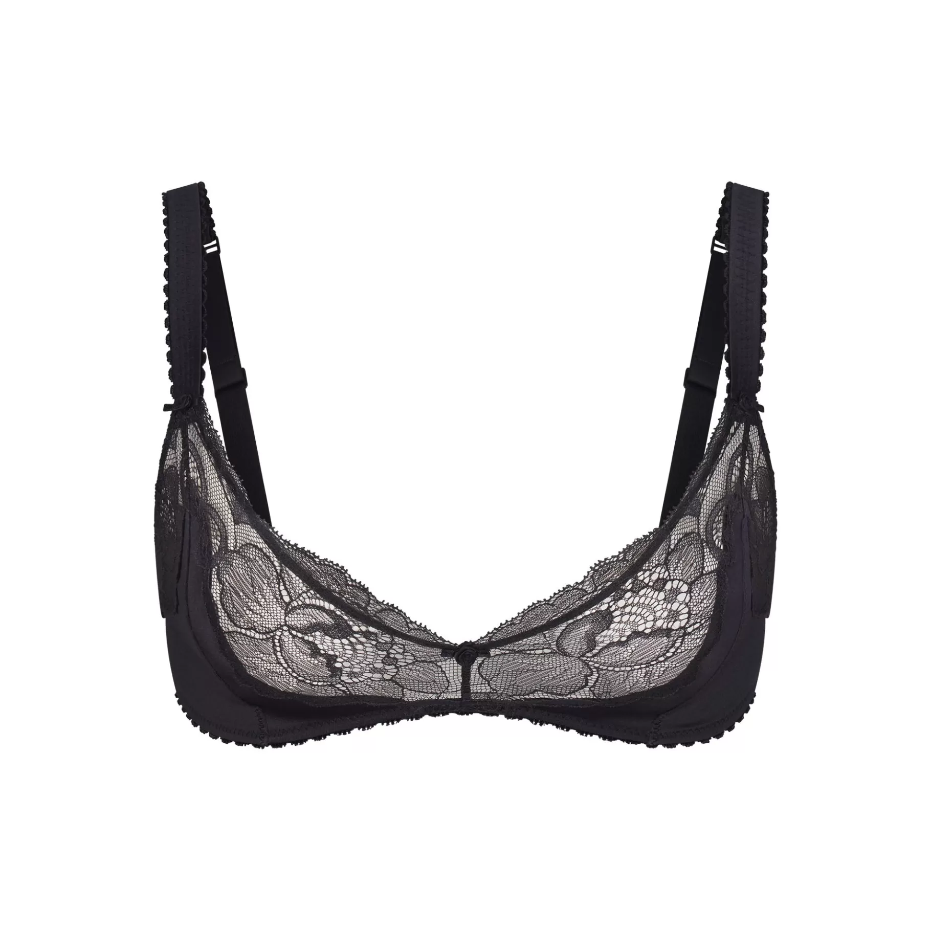 Skims triangle*STRETCH SATIN LACE TRIANGLE BRALETTE | ONYX