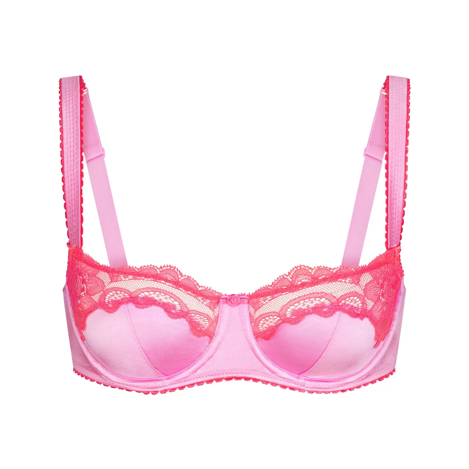 Skims unlined*STRETCH SATIN LACE UNLINED BALCONETTE BRA | NEON ORCHID NEON+ORCHID