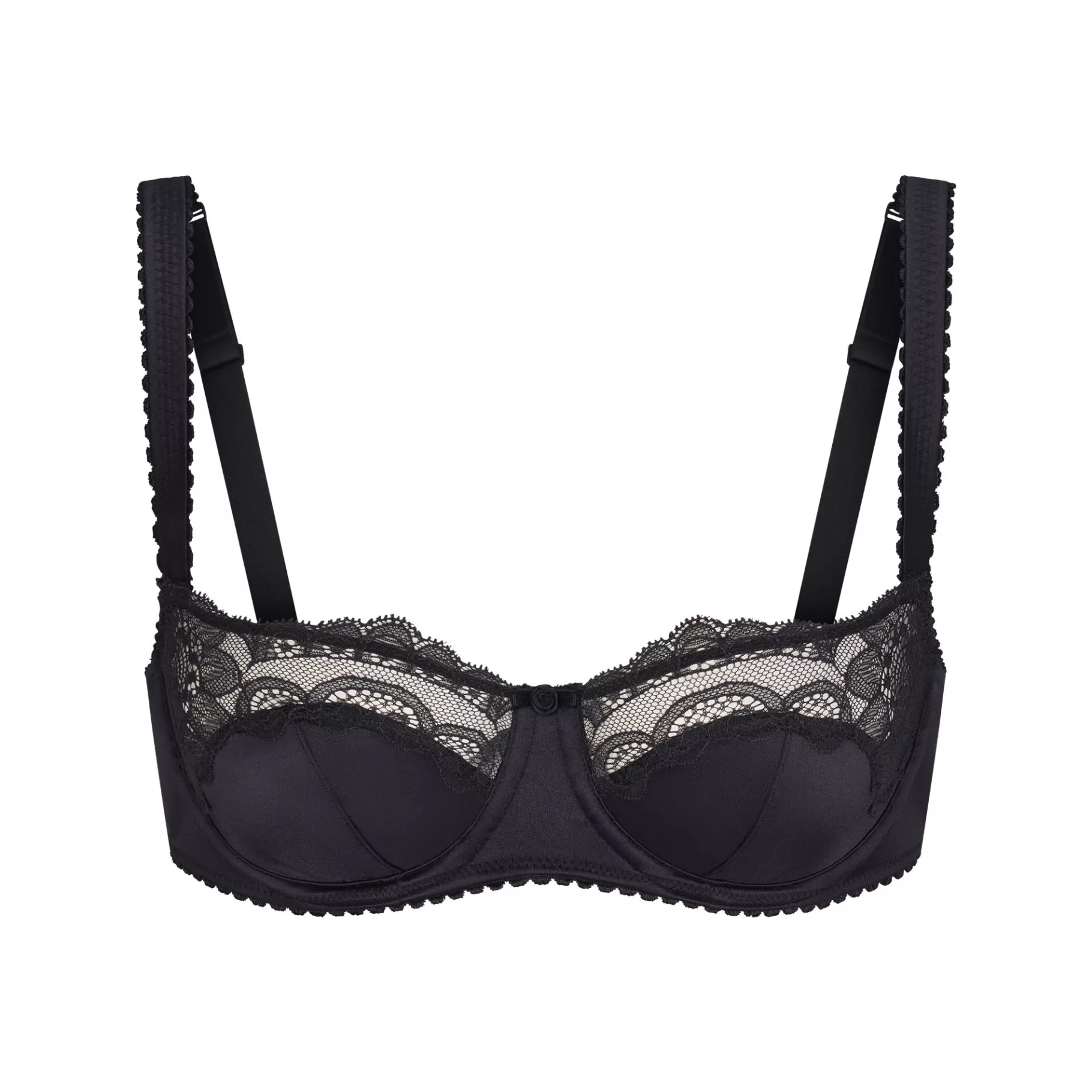 Skims unlined*STRETCH SATIN LACE UNLINED BALCONETTE BRA | ONYX