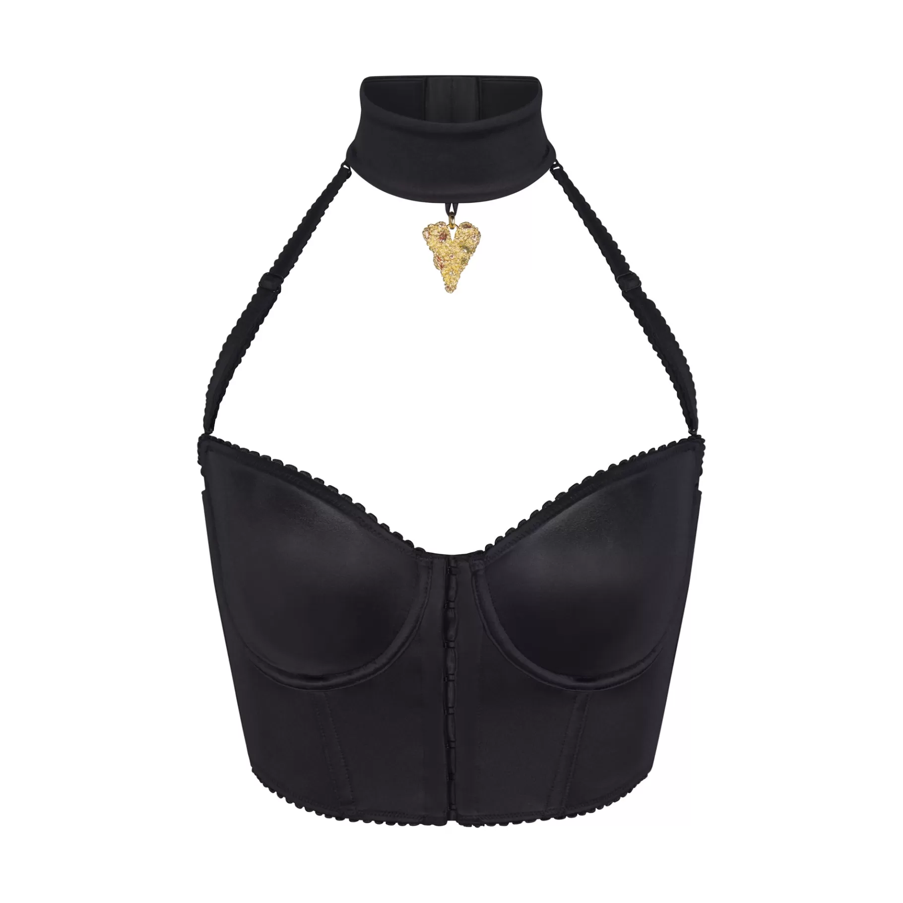 Skims *STRETCH SATIN PENDANT CROPPED CORSET | ONYX